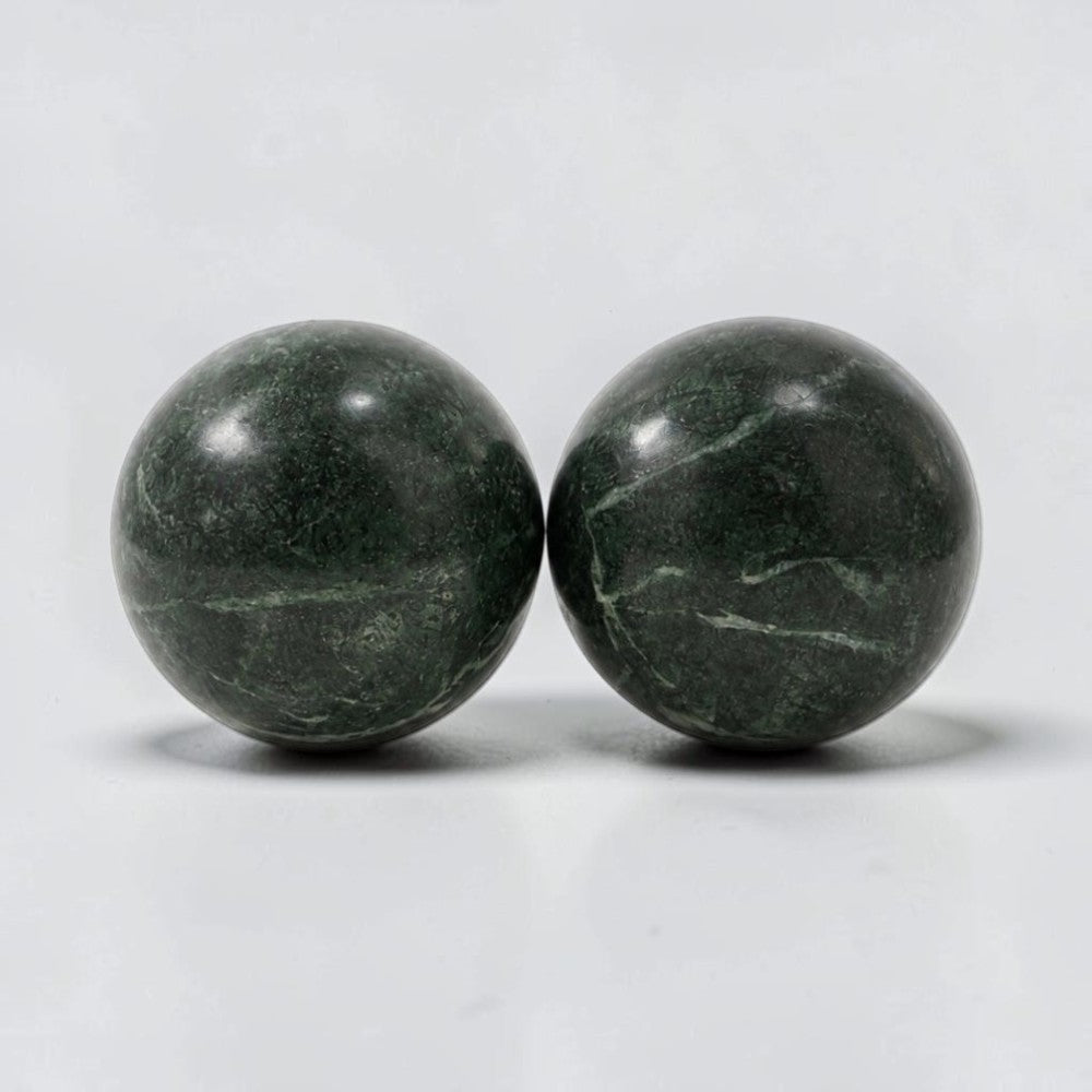 Green Marble Spheres - Set of 2