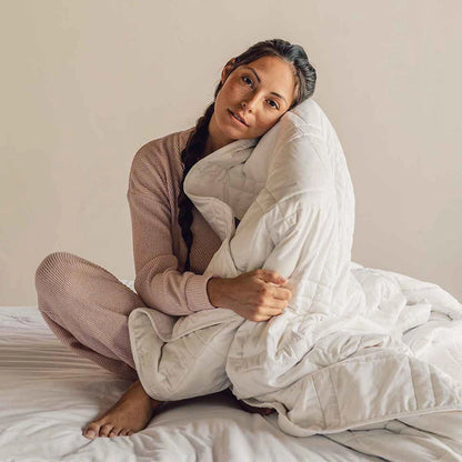 Weighted Blanket Throw - Pebble White - 12lbs