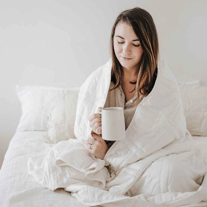 Weighted Blanket Throw - Pebble White - 12lbs