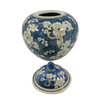 Blue & White Chinoiserie Ceramic Jar