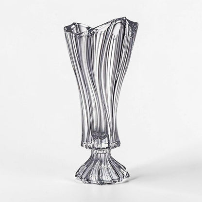 Clear Bohemian Crystal Footed Flower Vase