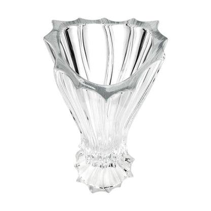 Clear Bohemian Crystal Footed Flower Vase