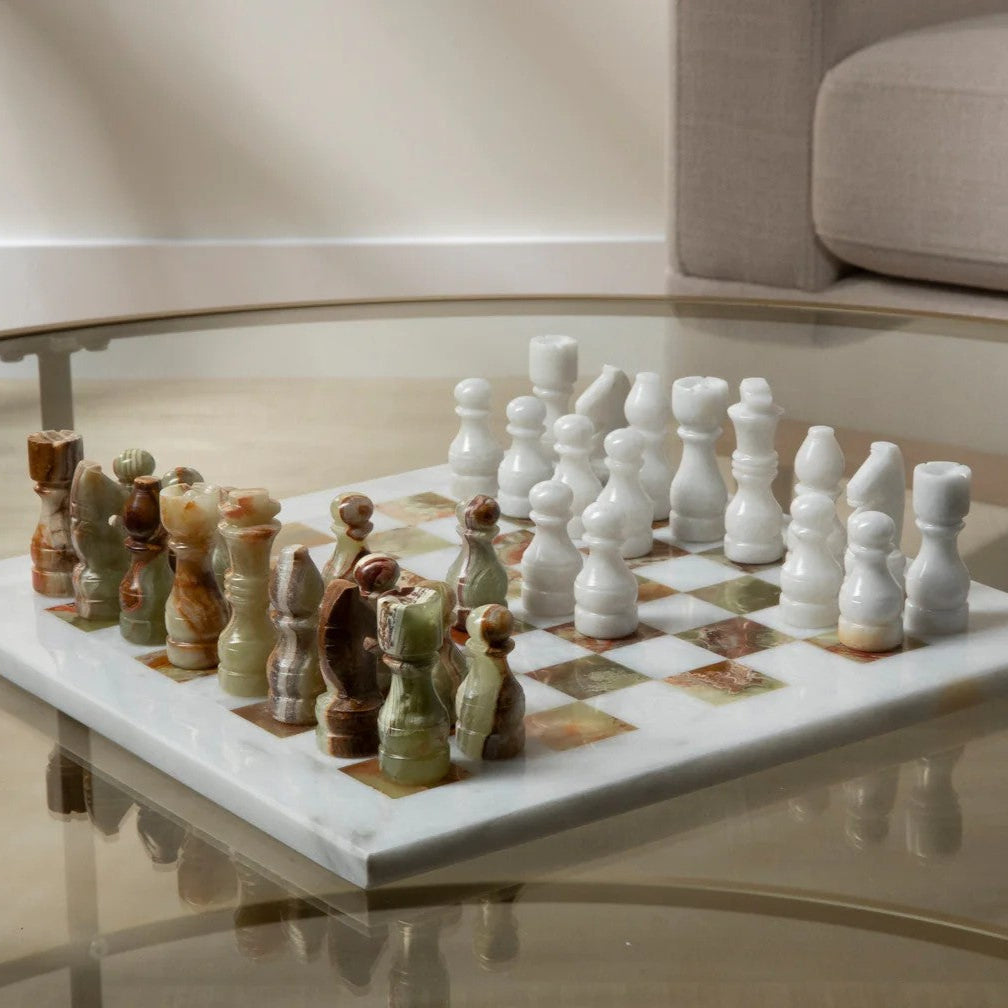 Green Onyx Hand-carved Chess Set