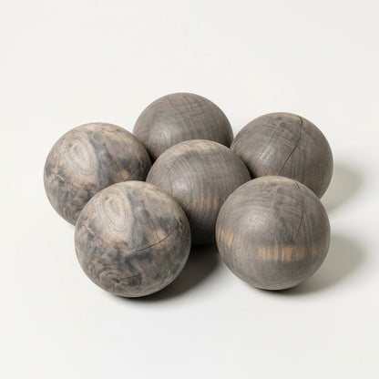 Hand Carved Mango Wood Spheres - Set of 6