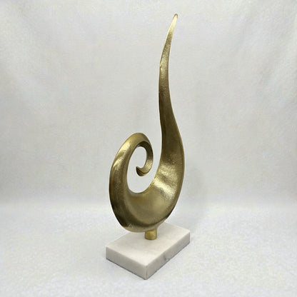 Antique Polished Brass Sculpture - Marble Base