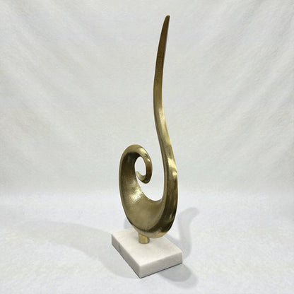 Antique Polished Brass Sculpture - Marble Base